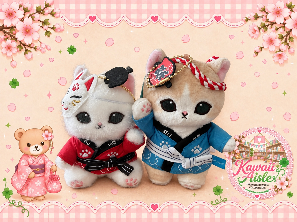 Mofusand Japanese Festival Cat Mascots Red & Blue | Kawaii Aisle