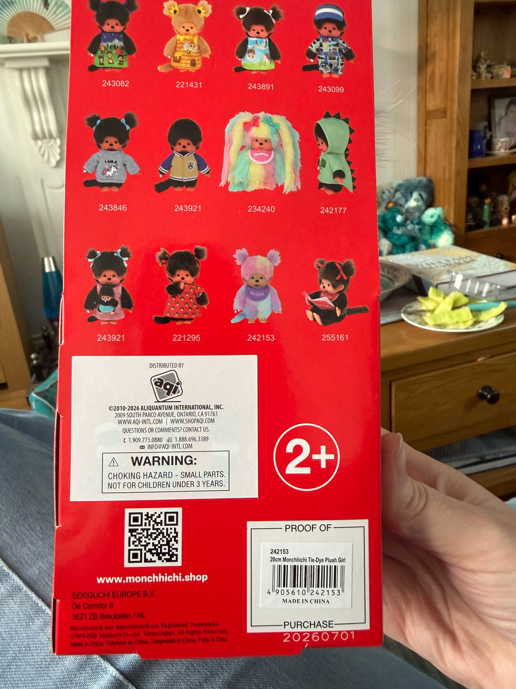 Monchhichi Tie-Dye Plush Girl 20cm – Pastel Rainbow – Brand New in Box