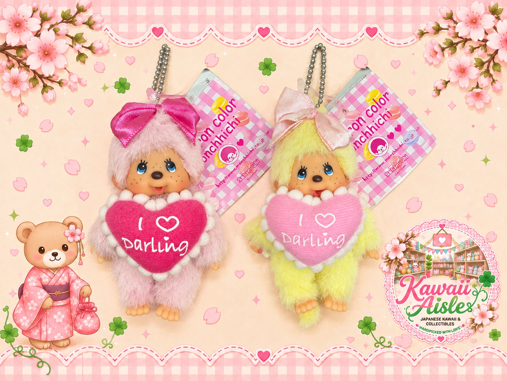 Monchhichi Macaron Colour Keychain – Pink & Yellow | Sekiguchi 🎀